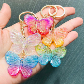 Porte-clés papillon transparent - 5 couleurs au choix