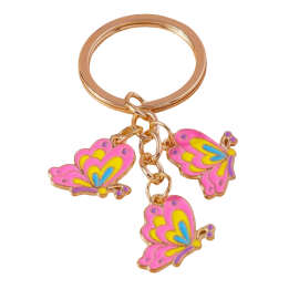 Porte-clés papillon 3 Papillons Volants Rose