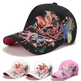 Casquette Papillon avec Broderies et Grand Papillon Brodé - 7 couleurs au choix