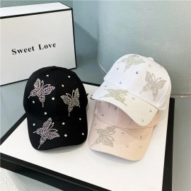 Casquette avec Grand Papillon Strass et Cristaux