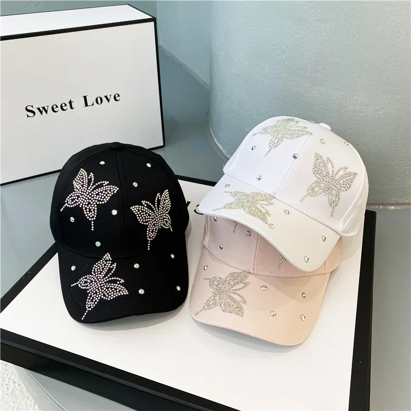 Casquette avec Grand Papillon Strass et Cristaux