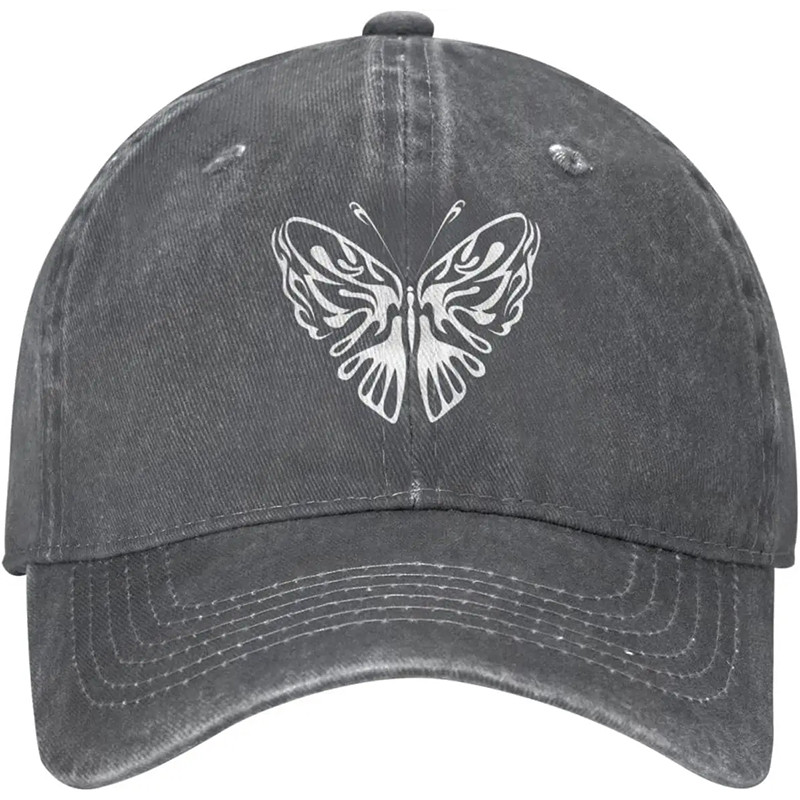 Casquette Papillon en Denim délavé pour hommes - Couleur Gris Foncé