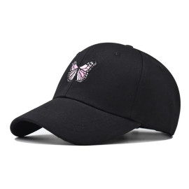 Casquette de baseball avec motif Papillon Brodé - Couleur Noir