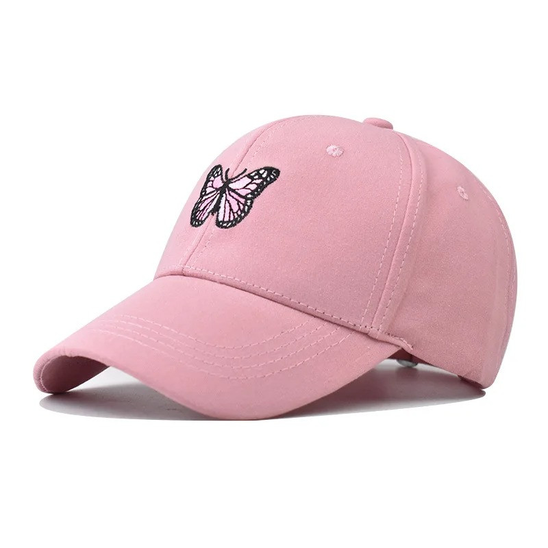 Casquette de baseball avec motif Papillon Brodé - Couleur Rose