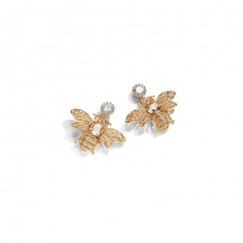détails Boucles d'oreilles abeille longues en strass