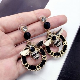 Boucles d'oreilles en forme d'abeille noire pour femmes