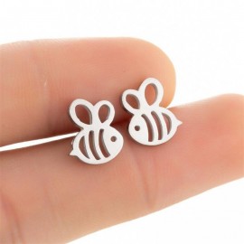 Boucles d'oreilles abeille en acier inoxydable modele 1