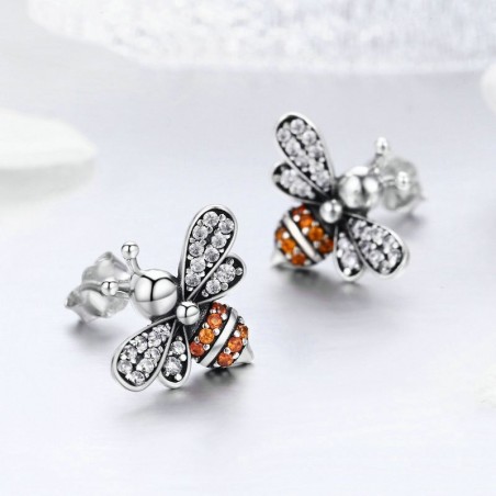 Boucles d'oreilles abeille en argent
