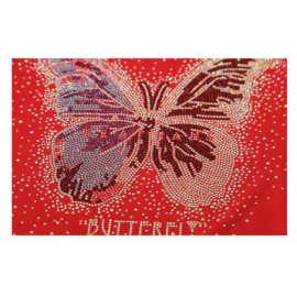 Détails du design  T-shirt à épaule nues avec Grand Papillon à Strass et Paillettes
