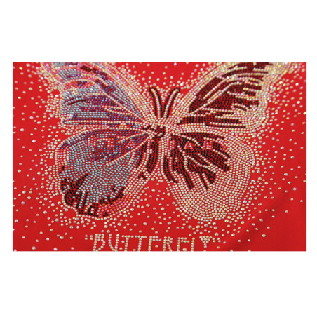 Détails du design  T-shirt à épaule nues avec Grand Papillon à Strass et Paillettes