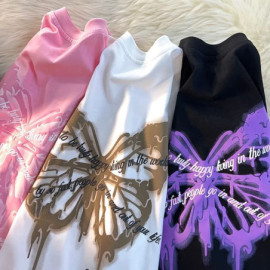 Magnifique Grand T-shirt avec Grand Papillons et messages - 3 couleurs au choix !