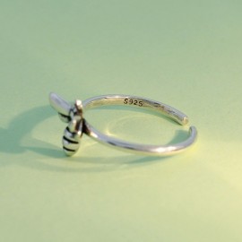 magnifiue bague ouverte abeille en argent Sterling 925 pour femme