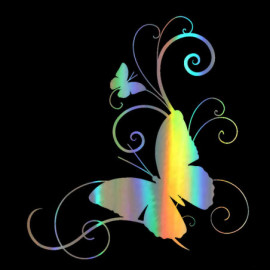 sticker papillon en vinyle 15.2cm x 16.6cm - couleurs Multicouleur