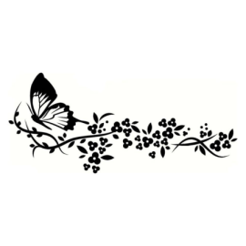 Autocollant Papillon en Vinyle "Fleur Volante Papillon\" Noir