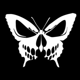 Sticker Papillon Crâne Tête de Mort Papillon en Vinyle Blanc