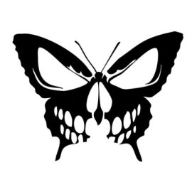 Sticker Papillon Crâne Tête de Mort Papillon en Vinyle Noir