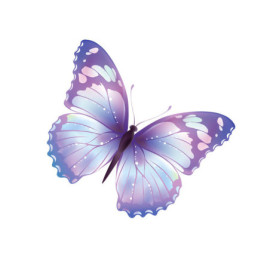 Autocollant Papillon Violet Pastel - 15cm x 14 cm Violet