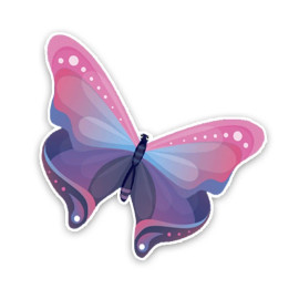 Sticker Papillon Couleurs Pastels en PVC - 12cm x 12 cm