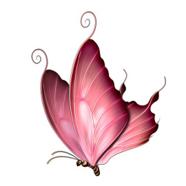 Autocollant Grand Papillon Rose en PVC - 16cm x 13 cm