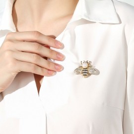 Süße Bienenbrosche mit Strass & Perle | Geschenk für Frauen