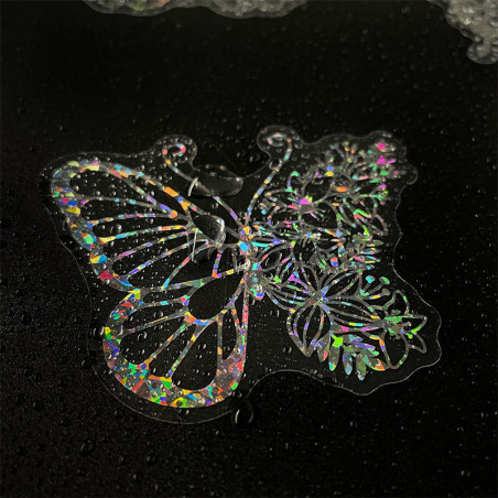 Détails Autocollants Papillon Transparents Holographiques - Lot de 100 pièces