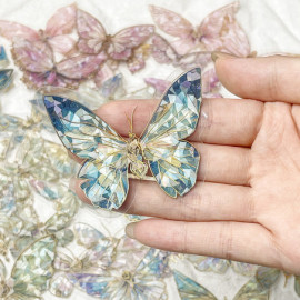 Autocollants Papillons Couleur Cristal et feuille d'or 
