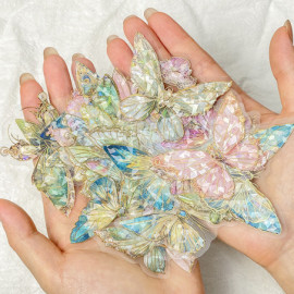 Autocollants Papillons Couleur Cristal et feuille d'or - Lot de 40 pièces