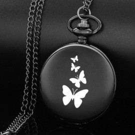 Montre de Poche Papillon Vintage à quartz Papillons noir pour Femmes