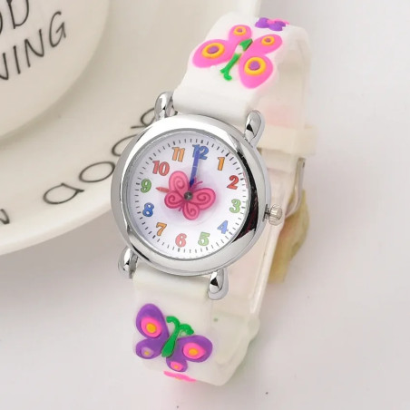 Montre à Quartz Papillon pour enfant couleur blanc