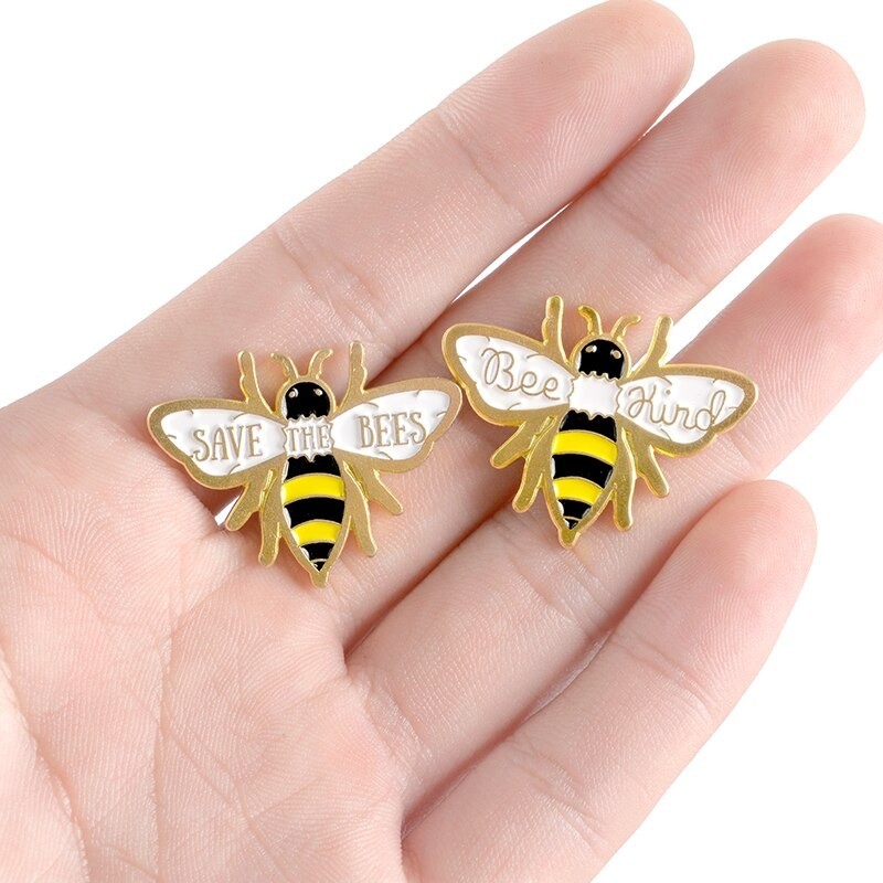 Bienen Pin Set (2 Stk) - Save the Bees & Bee Kind Emaille