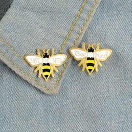 Bienen Pin Set (2 Stk) - Save the Bees & Bee Kind Emaille