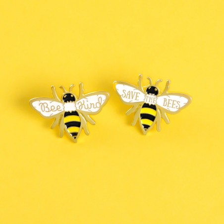 Bienen Pin Set (2 Stk) - Save the Bees & Bee Kind Emaille