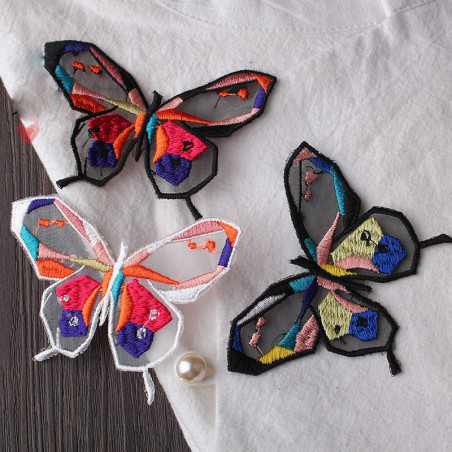 Écussons Papillon à coudre Aile Papillon Multicolore en Dentelle Brodée - Lot de 3 pièces - 2 couleurs au choix !