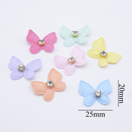 Dimensions des Écussons Papillon Aile de Papillon Strass - 25x20 mm - Lot de 50 pièces