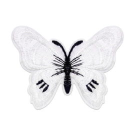 Écussons Papillons Brodés Thermocollants - Lot de 6 pièces - couleur Blanc
