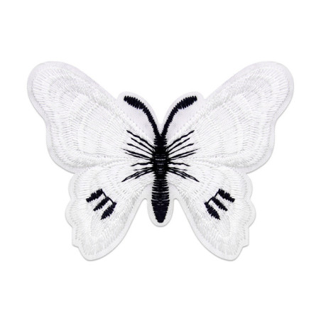Écussons Papillons Brodés Thermocollants - Lot de 6 pièces - couleur Blanc