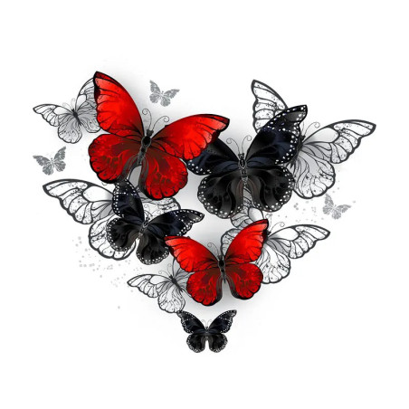 Écusson Papillon Vol de Papillons Rouge et Noir Thermoadhésif