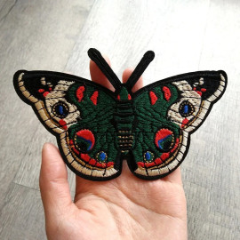 Grand Patch Papillon à coudre Grand Papillon Colorés Vert et Rouge