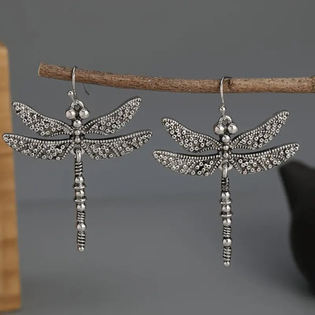 Boucles d'oreilles Pendantes Libéllule argent