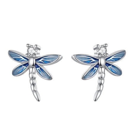 Boucles d'oreilles Libéllule Bleue en Argent Sterling 925