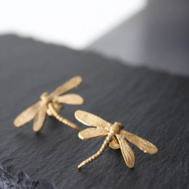 Petites Boucles d'oreilles Libéllule Vintage couleur Doré