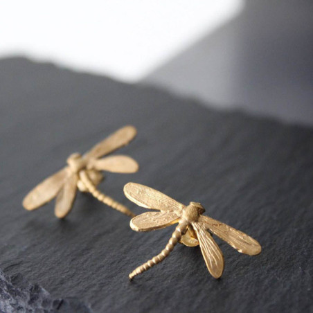 Petites Boucles d'oreilles Libéllule Vintage couleur Doré