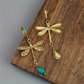 Vue arrière des Boucles d'oreilles pendantes Libéllule Vintage
