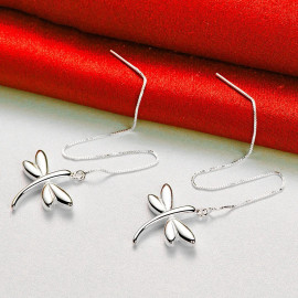 Boucles d'oreilles Longues Libéllule en Argent Sterling 925