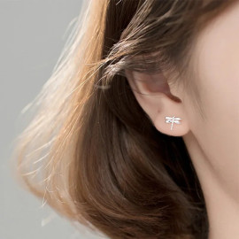 Boucles d'oreilles Libéllule Design en Argent Sterling 925 - 3 couleurs au choix!