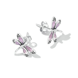 Détails des Boucles d'oreilles Libéllule Violette en Argent Sterling 925