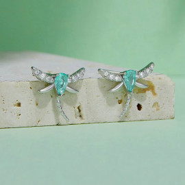Libellen-Ohrringe Hellblau aus 925 Silber mit Strass-Flügeln