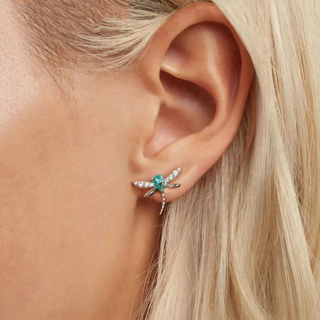 Libellen-Ohrringe Hellblau aus 925 Silber mit Strass-Flügeln