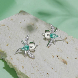 Libellen-Ohrringe Hellblau aus 925 Silber mit Strass-Flügeln