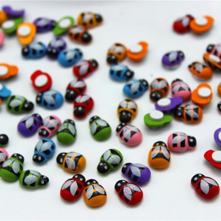 Mini autocollant abeille 7 couleurs, 3D en bois 9X13 mm 100 pièces